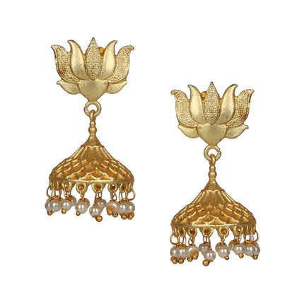 Joban Fashion Women Matte Gold Brass Jhumka
