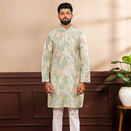 Multy Art Silk Digital Printed, Embroidery Work Kurta Set - Mahotsav