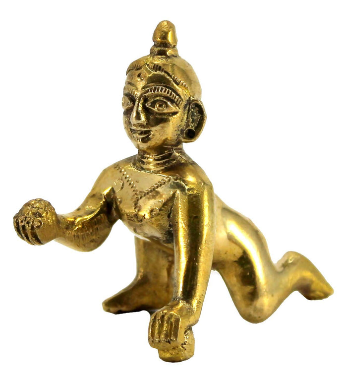 StonKraft Brass Laddoo Gopal Baby Krishna Murti Idol