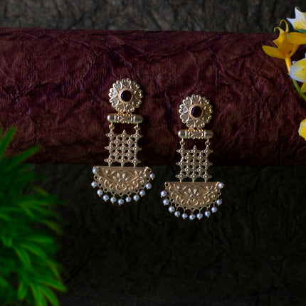 Joban Fashion Women Matte Gold Brass Earrings