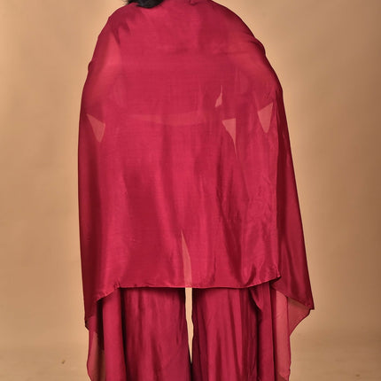 Morchari Women And Hand Embroidery Palazzo Set-Magenta