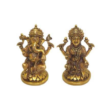 Tamas Brass Lord Ganesh Lakshmi Statue (Golden)