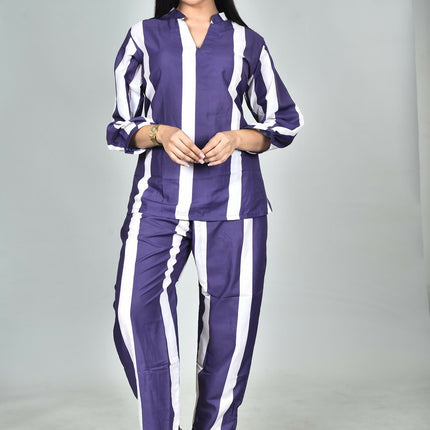 Morchari Digital Print Semi Muslin Co-Ord Set Top & Trouser-Multicolor