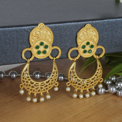 Joban Fashion Women Matte Gold Brass Earrings