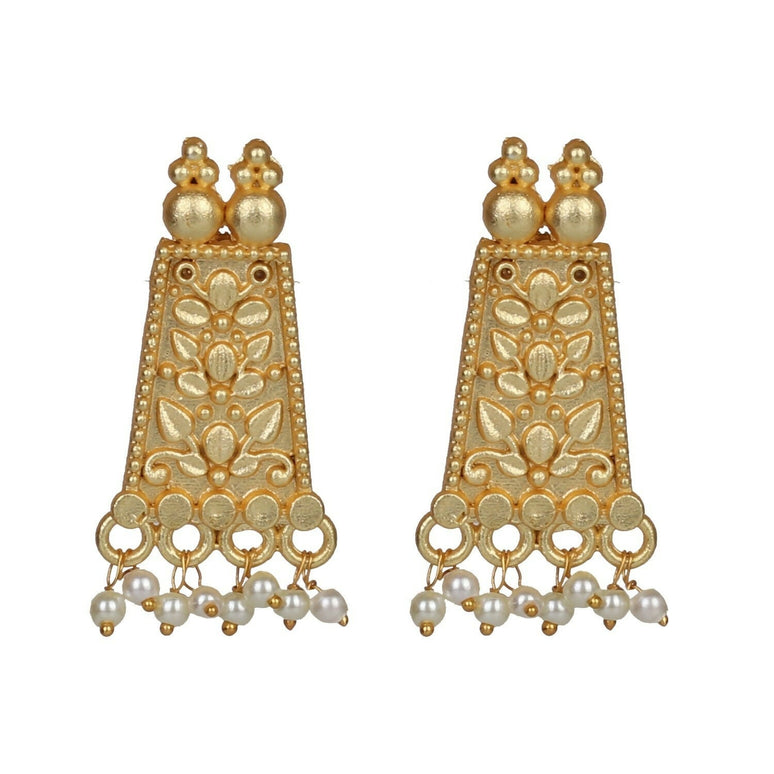 Joban Fashion Women Matte Gold Brass Earrings