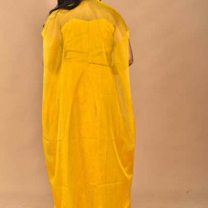 Morchari Women Hand Embroidery Crop Top-Yellow