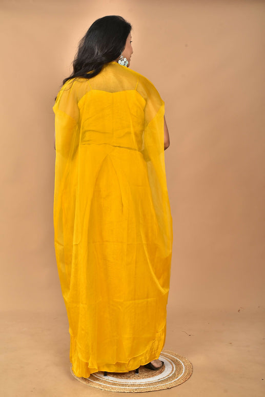 Morchari Women Hand Embroidery Crop Top-Yellow