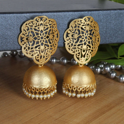 Joban Fashion Women Matte Gold Brass Jhumka