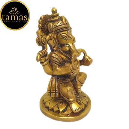 Tamas Brass Lord Ganesha Idol for Home & Office Temple (Golden)