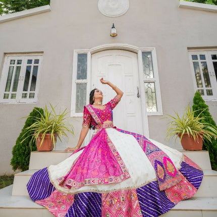 Aastha Fashion Off White Heavy Jacquard Fabric Heavy Embroidery Sequence + Thread +Zari +Ready Lace Semi Stitched Wedding Wear Lehenga Choli