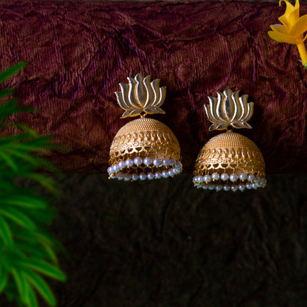 Joban Fashion Women Matte Gold Brass Jhumka