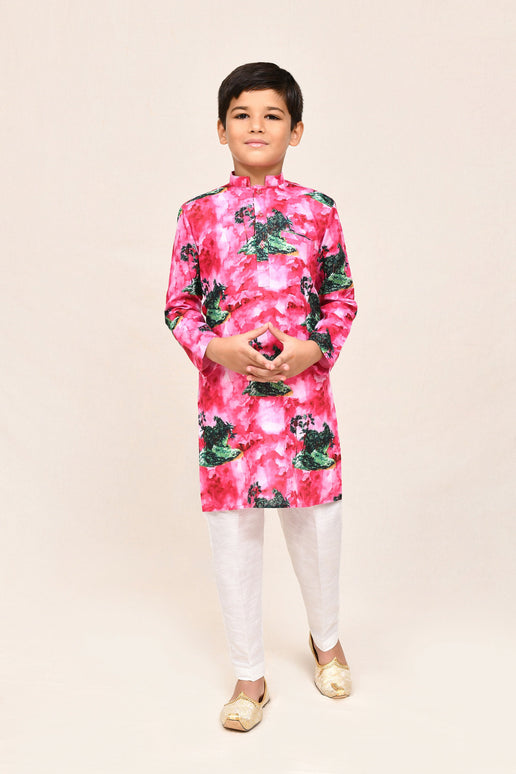 Joban Fashion Cotton Pink Kurta With Straight Fit Pant