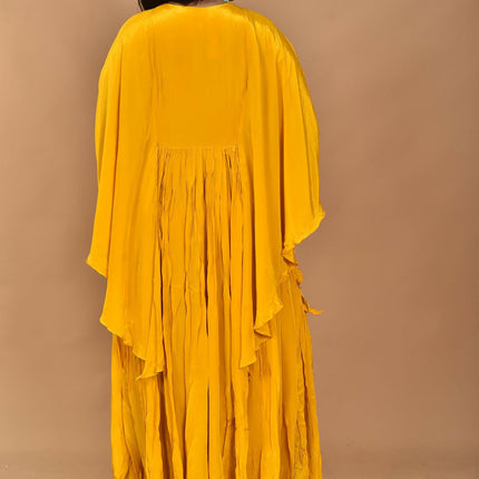 Morchari Kaftan Zari Embroidery Work Gown-Yellow