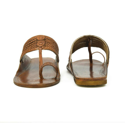 Stepsoft Men'S Brown Kolhapuri Chappal | Handcrafted Leather Slip-On Ethnic Footwear