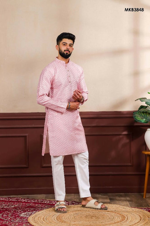 Pink Art Silk Digital Printed, Embroidery Work Kurta Set - Mahotsav