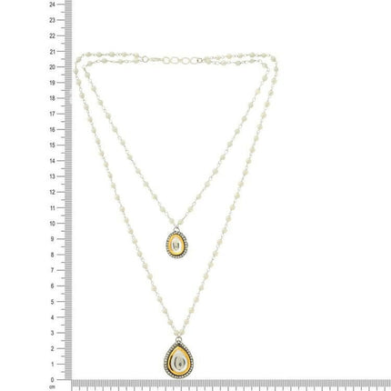 Beaded Chain with Kundan Drop necklace ru raang - Ruby Raang