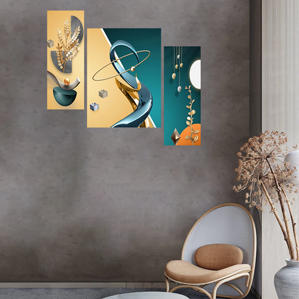 Tehzeeb Creations Set Of 3 Digital Wall Painting