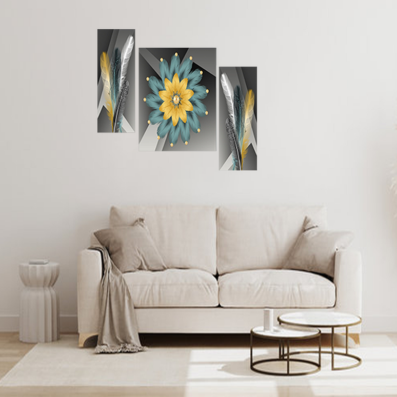 Tehzeeb Creations Set Of 3 Digital Wall Painting