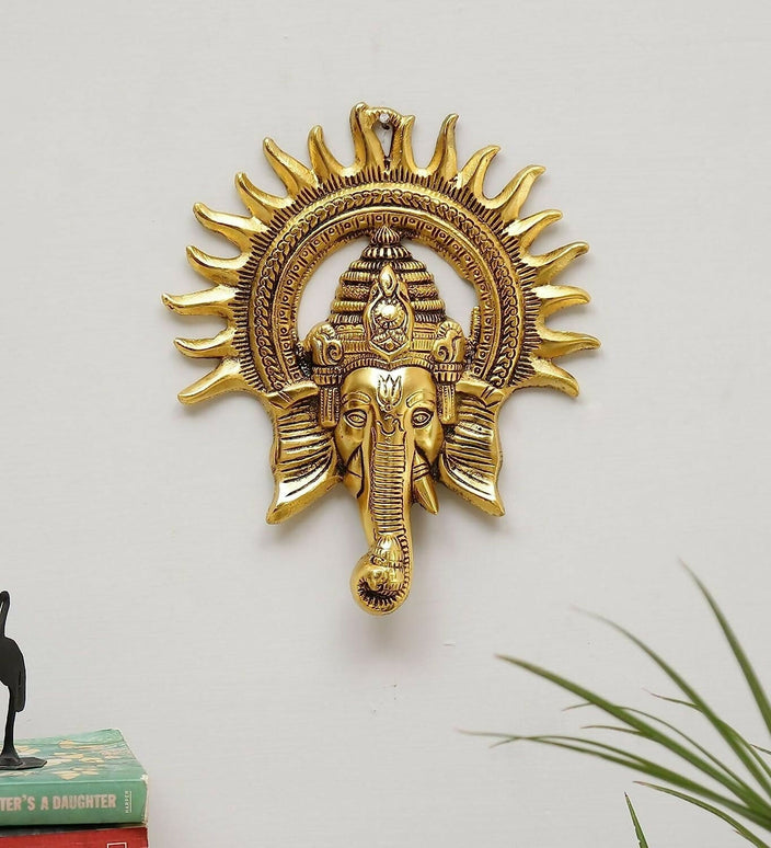 KridayKraft Metal Ganesha ji Statue, Ganpati Wall Hanging Sculpture Lord Ganesh Idol