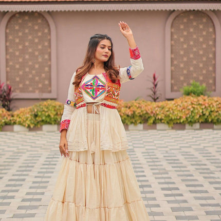 Aastha Fashion Off White Pure cotton Designer Navratri Lehenga Choli Collection