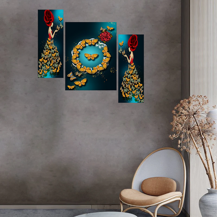 Tehzeeb Creations Set Of 3 Digital Wall Painting