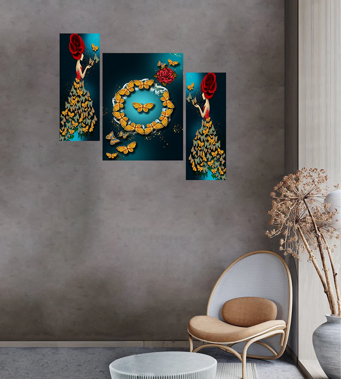 Tehzeeb Creations Set Of 3 Digital Wall Painting