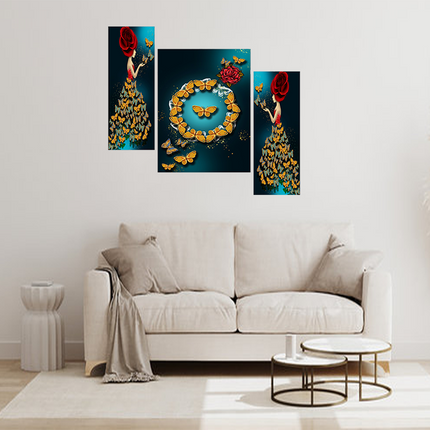 Tehzeeb Creations Set Of 3 Digital Wall Painting