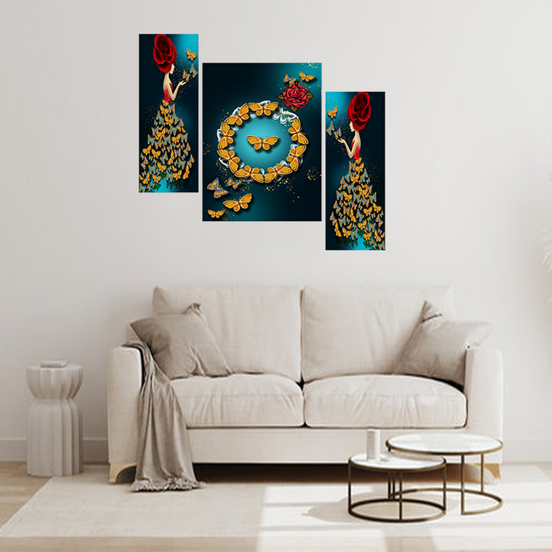 Tehzeeb Creations Set Of 3 Digital Wall Painting