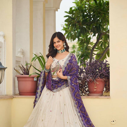 Aastha Fashion Off White Pure Tissue silk Designer Lehenga Choli Collection