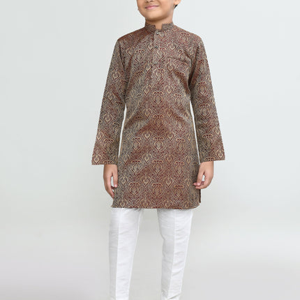 Joban Fashion Imported Jacquard Maroon Kurta With Straight Fit Pant