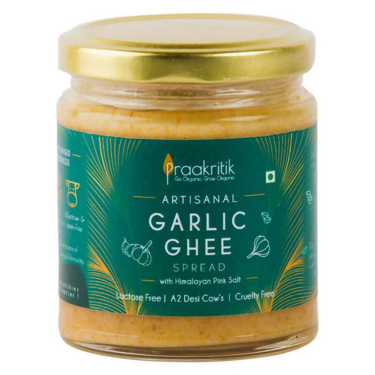 Praakritik Artisanal Garlic Ghee Spread With Himalayan Pink Salt | Bilona Method | Curd-Churned | Pure, Natural & Healthy | Grass-Fed Cultured Ghee