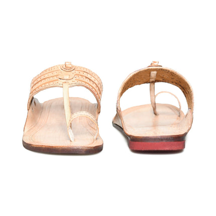 Stepsoft Men'S Leather Kolhapuri Chappals – Handcrafted Ethnic Flats (Beige)