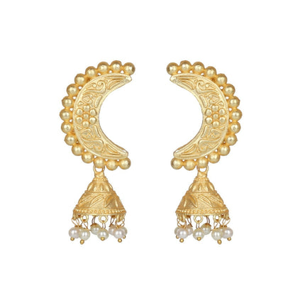 Joban Fashion Women Matte Gold Brass Earrings