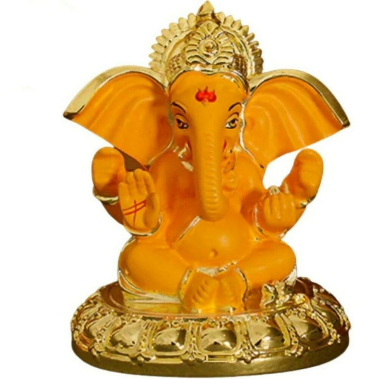 Tamas Gold-Polished Gaj Karna Ganesh Idol Orange & gold Color