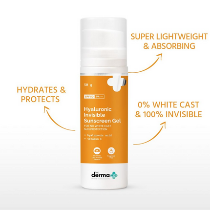 The Derma Co Hyaluronic Invisible Sunscreen Gel with Hyaluronic Acid & Vitamin E