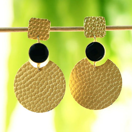Joban Fashion Women Round Shape Matte Gold Earrings