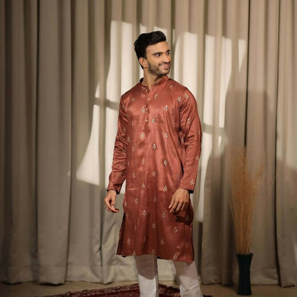Brown Viscose Designer Embroidery Work Kurta Set - Mahotsav