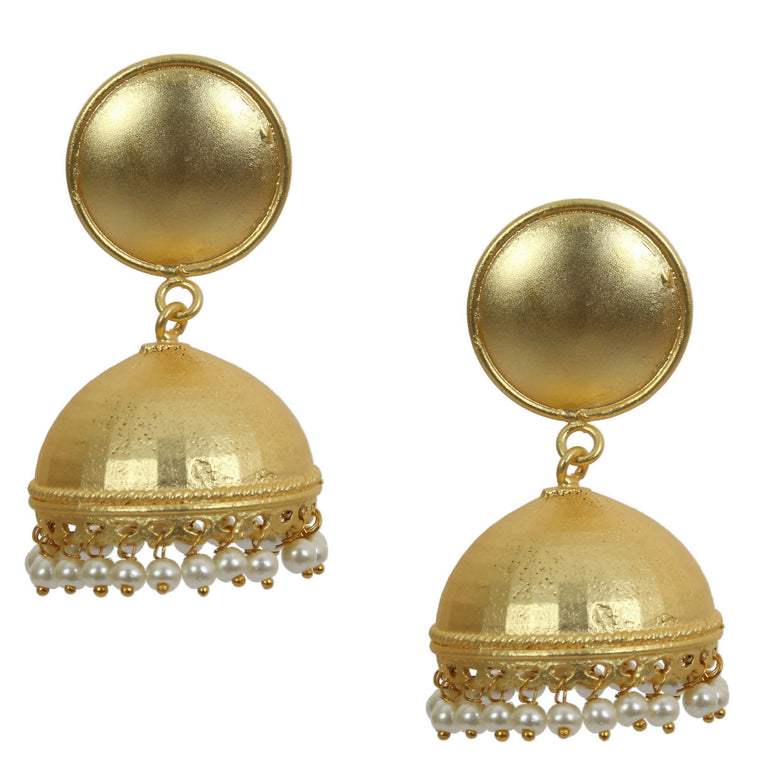 Joban Fashion Women Matte Gold Brass Jhumka