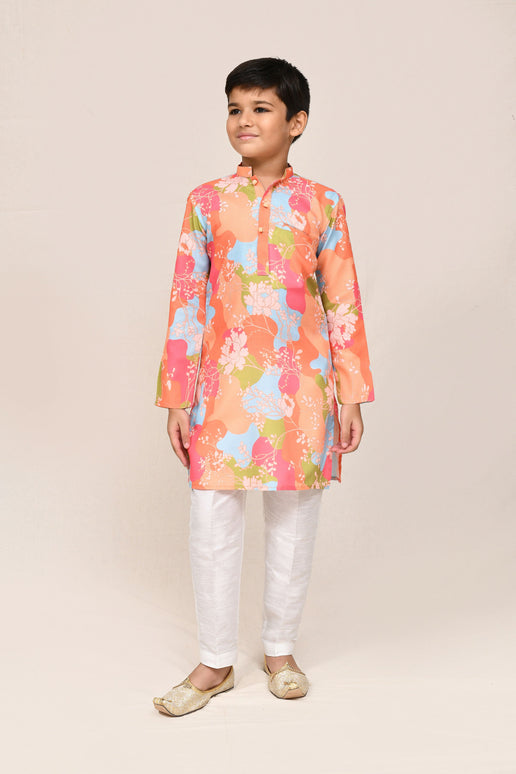 Joban Fashion Linen Cotton Multicolor Kurta With Straight Fit Pant