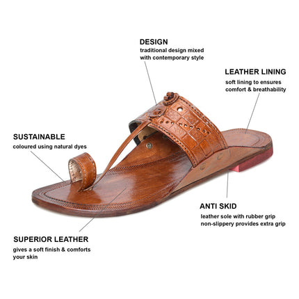 Stepsoft Men’S Leather Kolhapuri Chappals – Traditional Ethnic Footwear