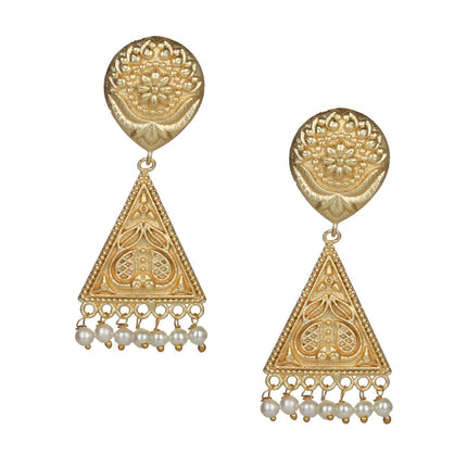 Joban Fashion Women Matte Gold Brass Earrings