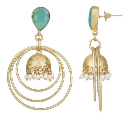 Joban Fashion Women Round Shape Matte Gold Earrings