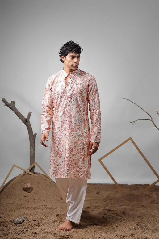 Pink Modal Designer Printed Kurta Set - Mahotsav