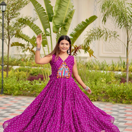 Aastha Fashion Purple Faux Georgette Party Wear Designer Gown Collection