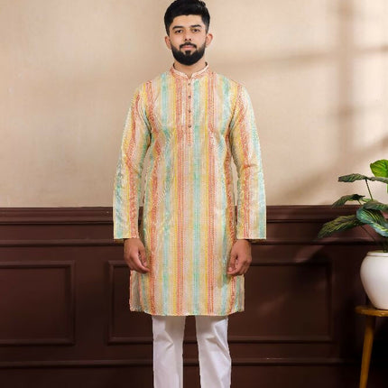 Multy Art Silk Digital Printed, Embroidery Work Kurta Set - Mahotsav