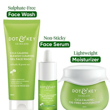 Dot & Key Cica + Niacinamide C + E CSM (Cleanser, Serum, Moisturizer) Routine for Oily & Acne Prone Skin