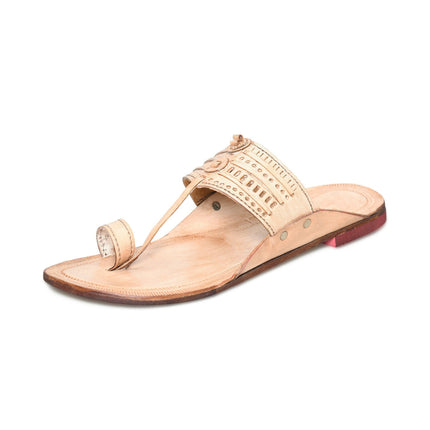 Stepsoft Men'S Leather Kolhapuri Chappals – Handcrafted Ethnic Flats (Beige)