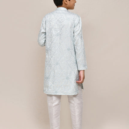 Joban Fashion Silk Based Thread Work Sky Blue Kurta With Straight Fit Pant