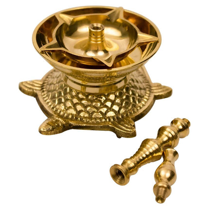 Spillbox Gold-Toned Brass Kachua Fancy Diya Pooja Essential