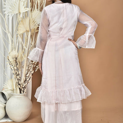 Morchari Women Hand Embroidery Crop Top-Light Pink